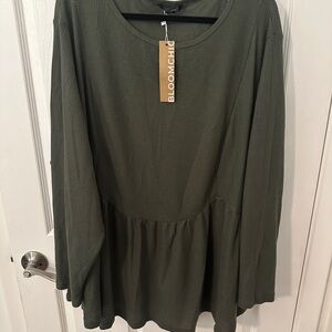 BloomChic Forest Green Waffle Knit Top